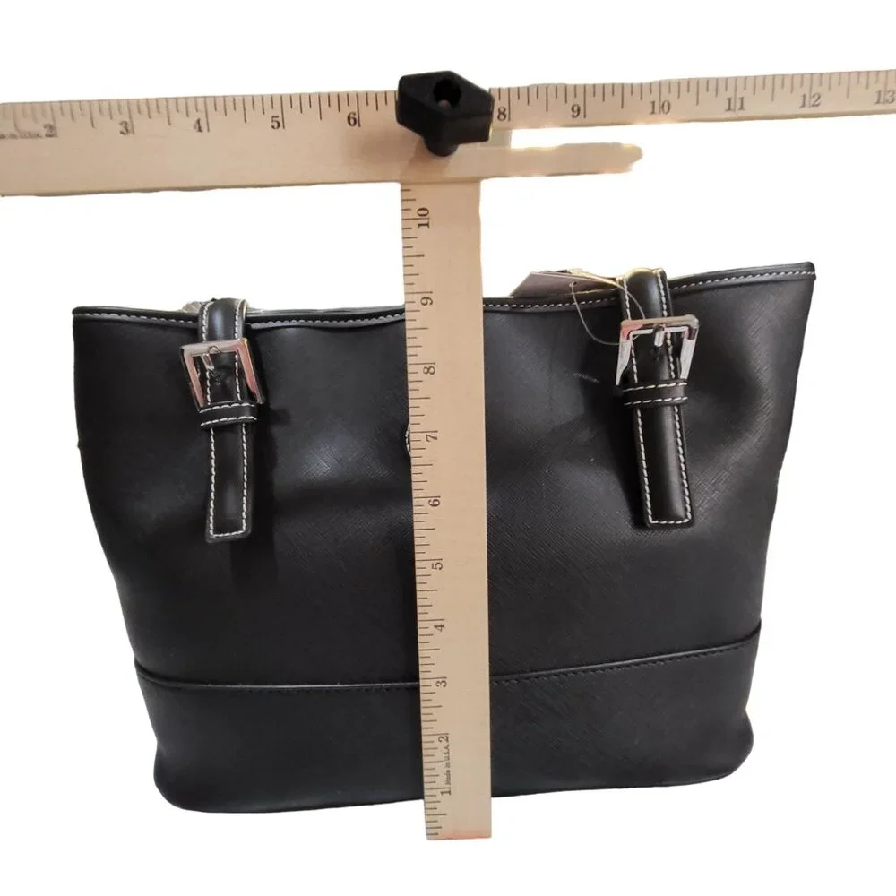 Giani Bernini Black Leather Tote Bag - Organizer Pockets & Smartphone Pocket MSR - Picture 6 of 8